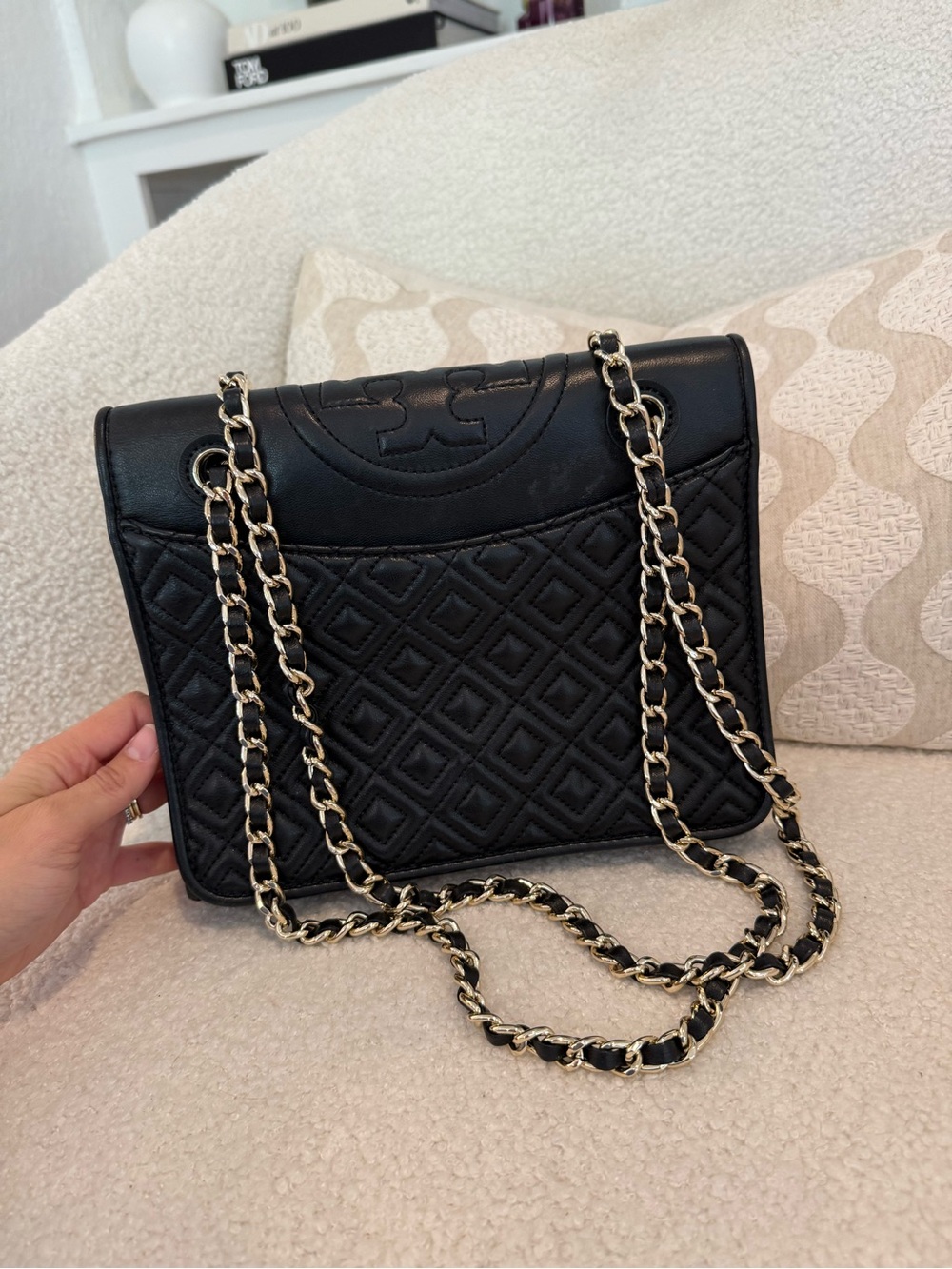 Tory Burch Black Quilted Leather Chain Crossbody Bag